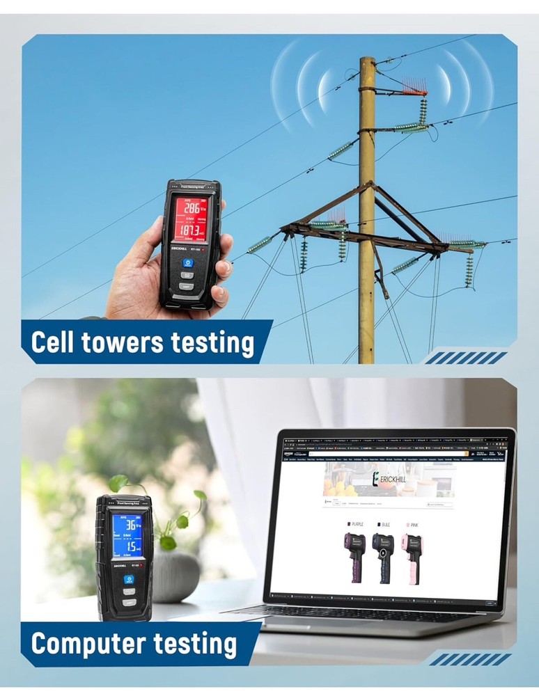 ERICKHILL EMF Meter LCD Digital Electromagnetic Field Radiation Smart Detector