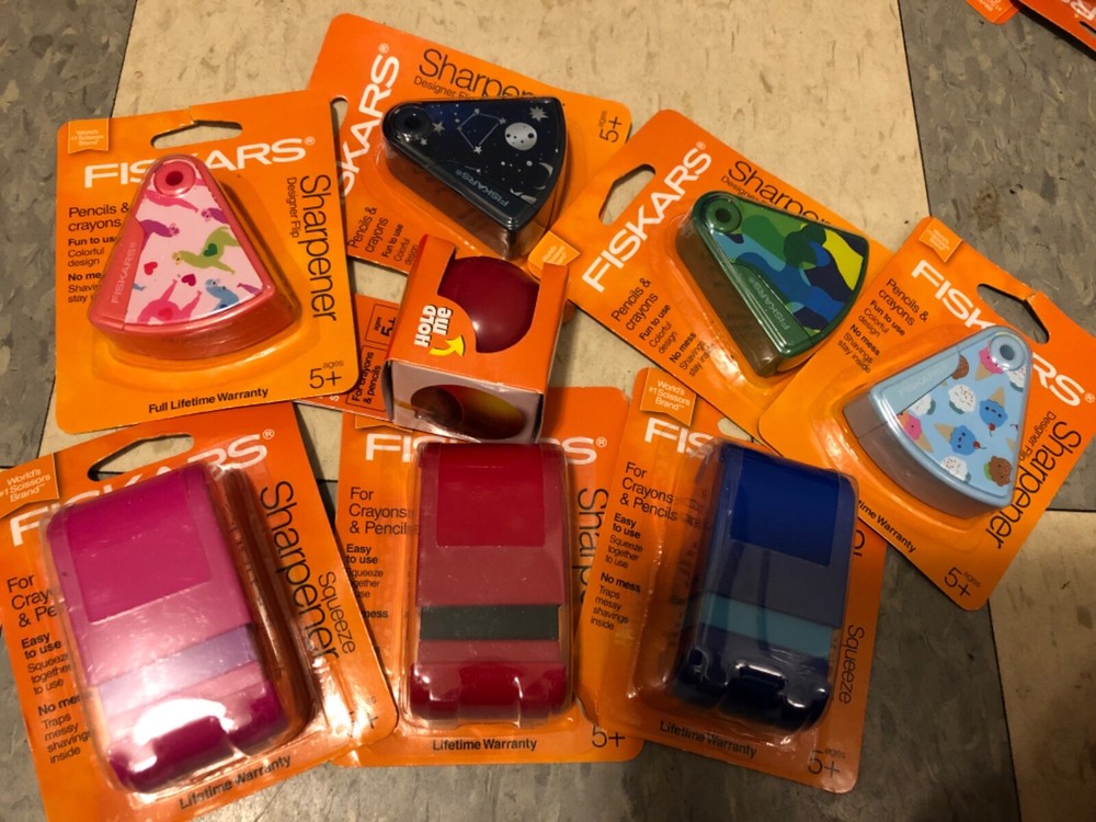 Fiskars Squeeze OR Designer Flip Wedge Messless  Sharpener - Pencils & Crayons