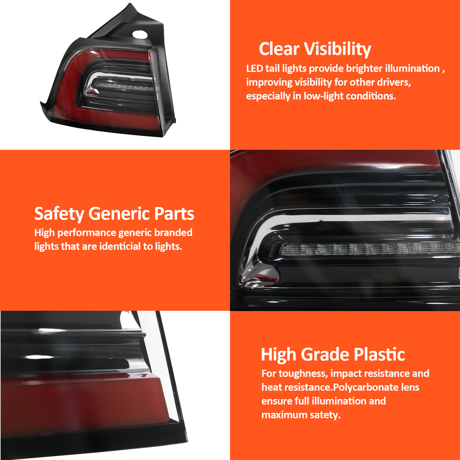 For 2017-2023 Tesla Model 3 LED Outer Tail Light Lamp Passenger 1077398 OE Style