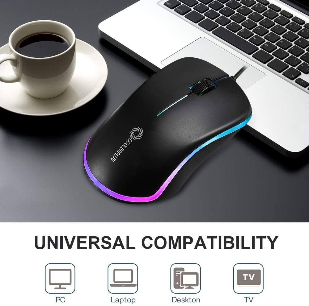 FC112 USB Optical Wired Computer Mouse with Easy Click for Office and Black