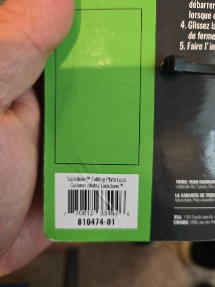 EVO Lockdown Folding Lock with 2 Keys and Mounting Bracket Black