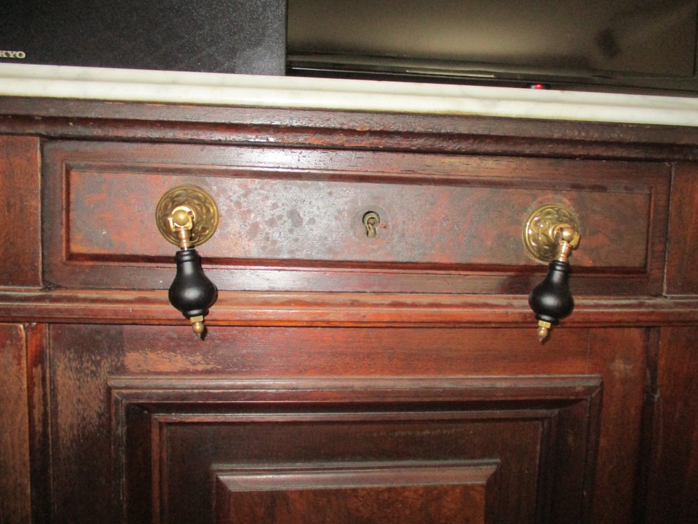 Walnut Victorian Marble Top Sideboard