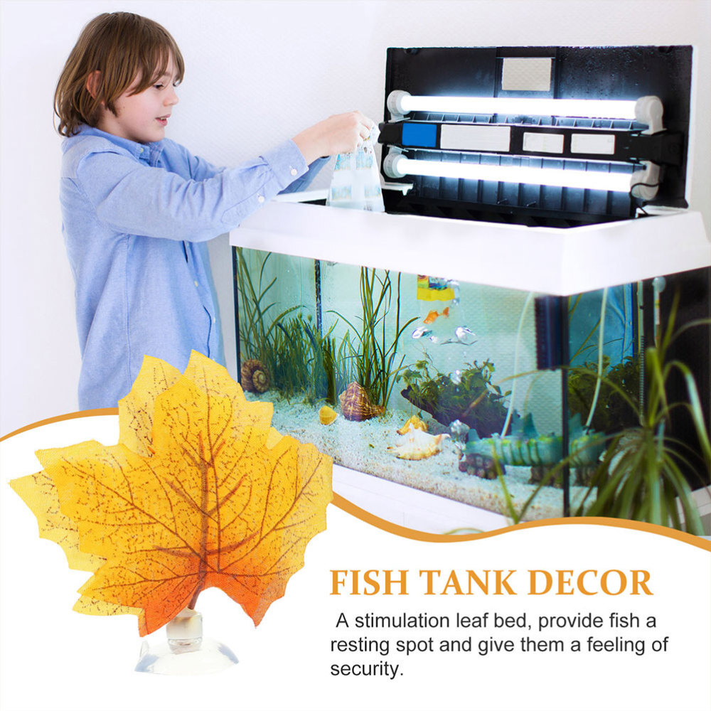 3pcs Aquarium Betta Leaf Hammock Leaf Bed Rest Pad Decor Fish Simulation Leaves