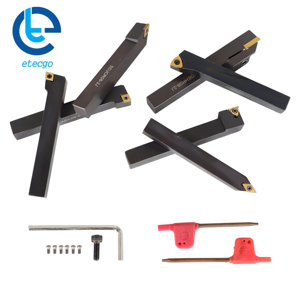 1/2" Lathe Turning Tools+Indexable Carbide Inserts With Storage Box 7Pcs