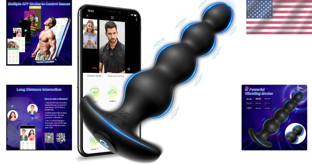 Silicone Prostate Massager with 9 Vibrating Modes USB Rechargeable Waterproof