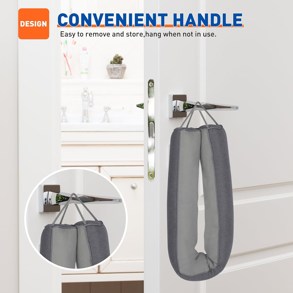 Door Draft Stopper 36 Inch Weighted Triangular Snake Winter Gray