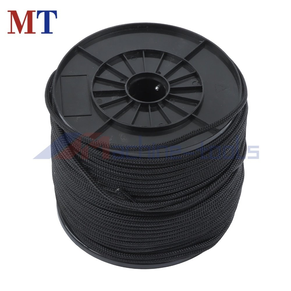 1/4"×500' Black Nylon Rope Spool 100% Nylon Solid Braid Rope Industrial Grade