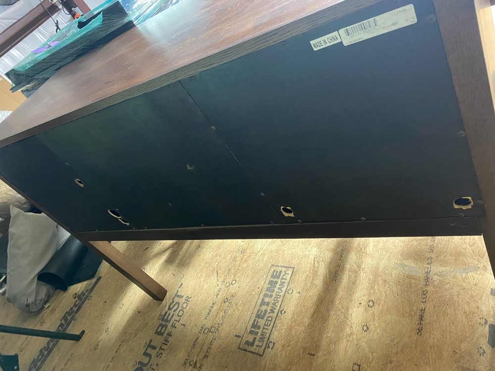 Vintage style solid oak sideboard table with carved details