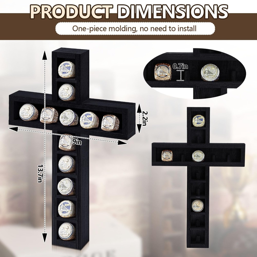 Baseball Ring Holder Display Case 12 Posts Softball Championship Ring Holder ...