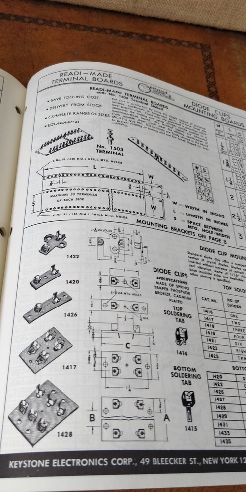 1950's Keystone Electric Corp ~ Catalog ~ Electric components