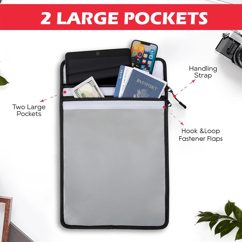 Large Fireproof Waterproof Document Bag Fire Proof Money Pouch Passport Folder