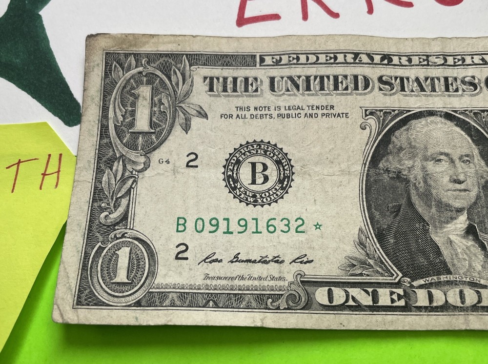 2013 B Duplicate Serial Number Error $1 B 09191632* Fort Worth,TX Star Note !