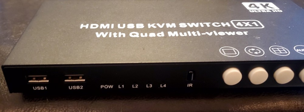 HDMI USB KVM Switch 4x1 Quad Multi Viewer