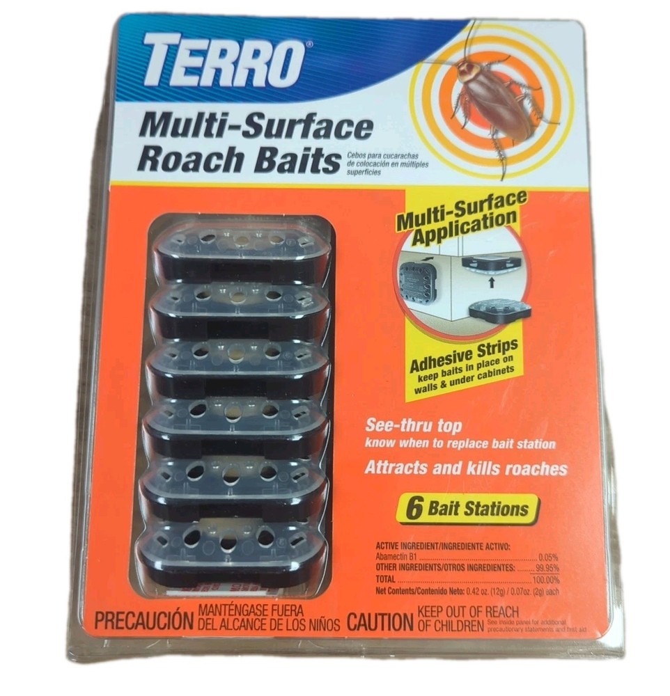 TERRO T500 Indoor Multi-Surface Roach Bait Stations - Cockroach Black