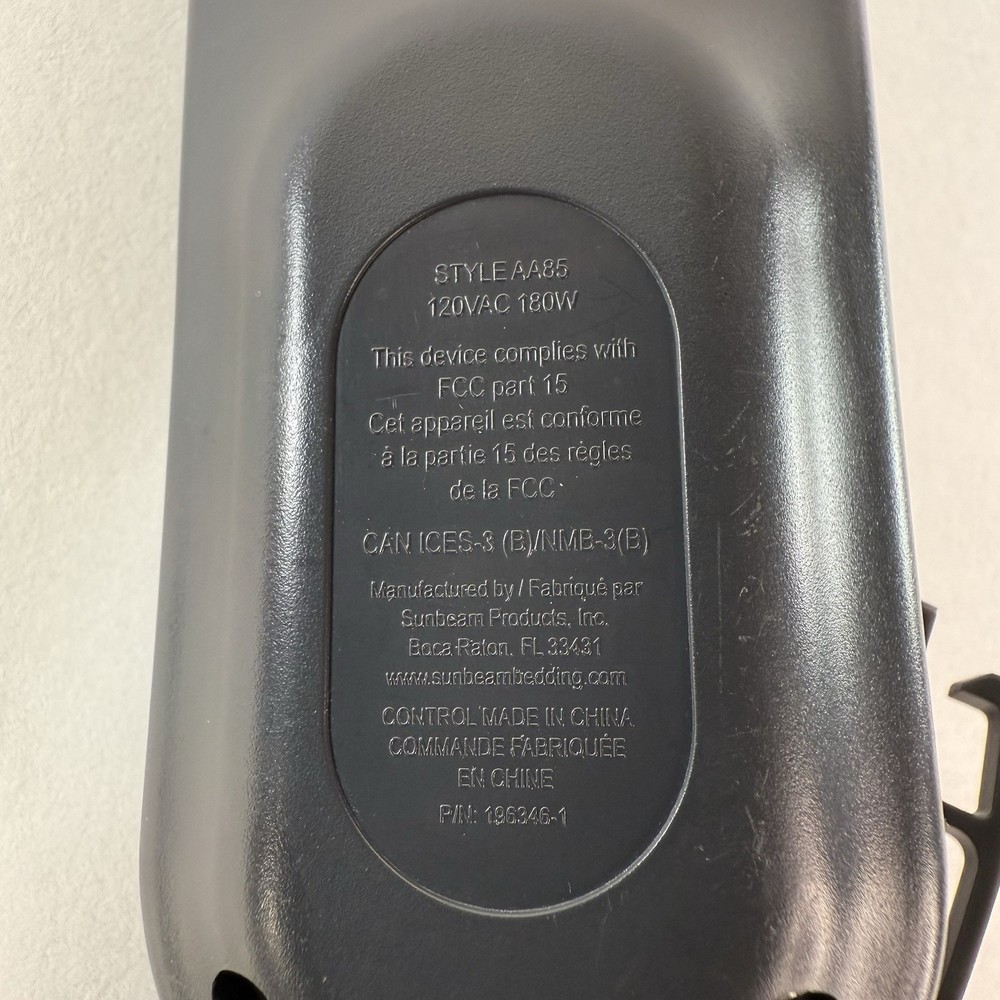 Sunbeam Style AA85 Electric Heating Blanket Controller 3-Prong Tested