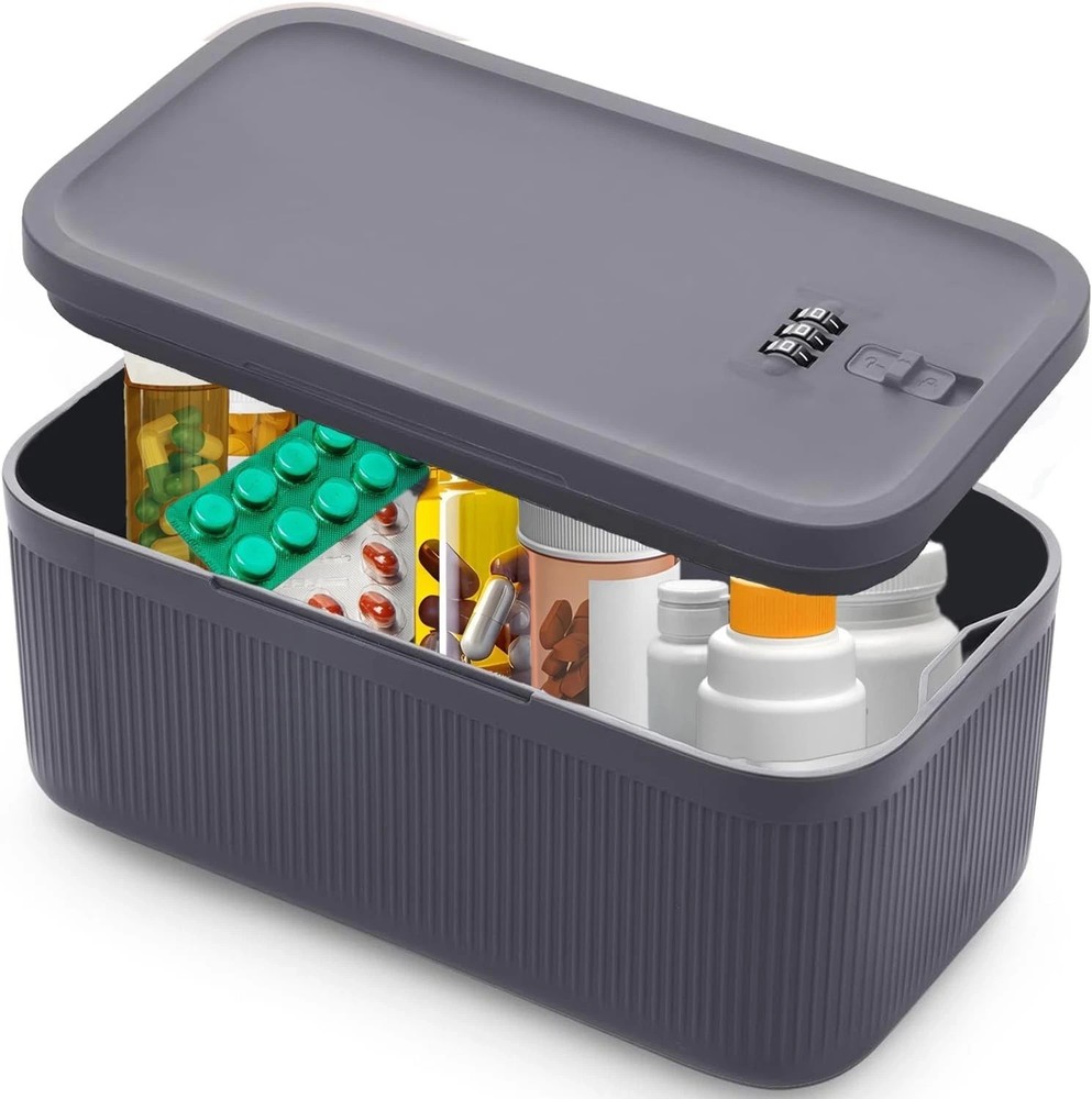 Medication Lock Box,Small Lockable Storage Box with Combination Code for Phon...