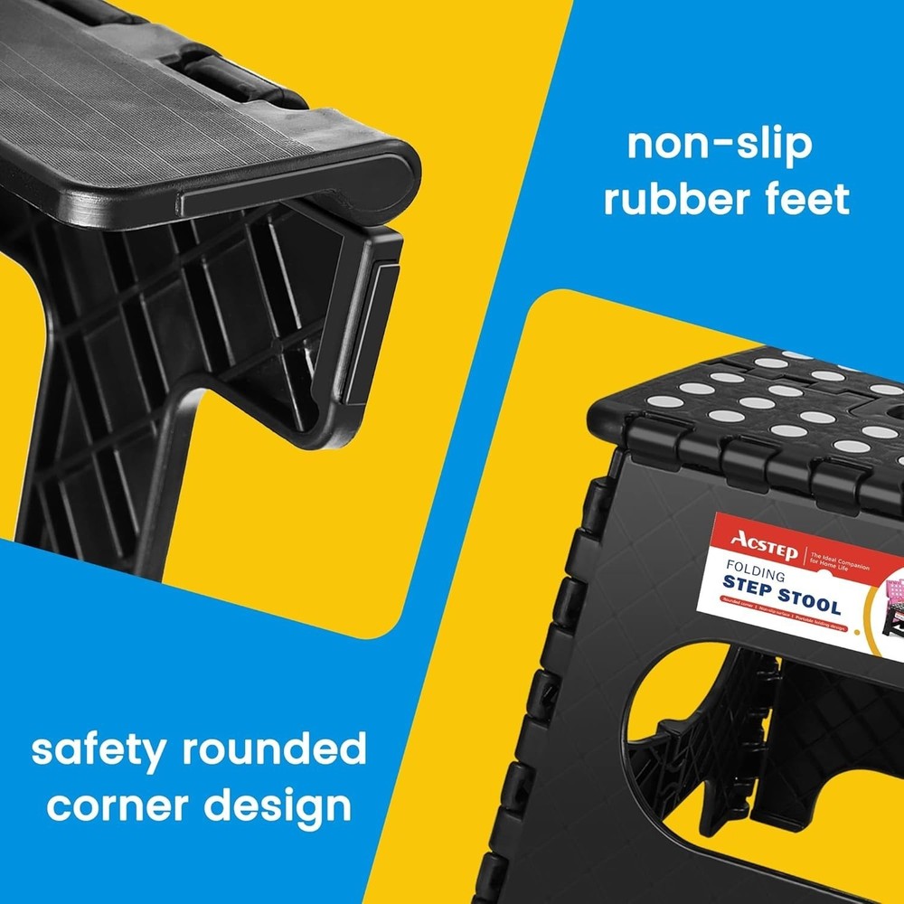 Folding Step Stool 11 Inch Sturdy Plastic Foldable Step Stool Kids & Adults
