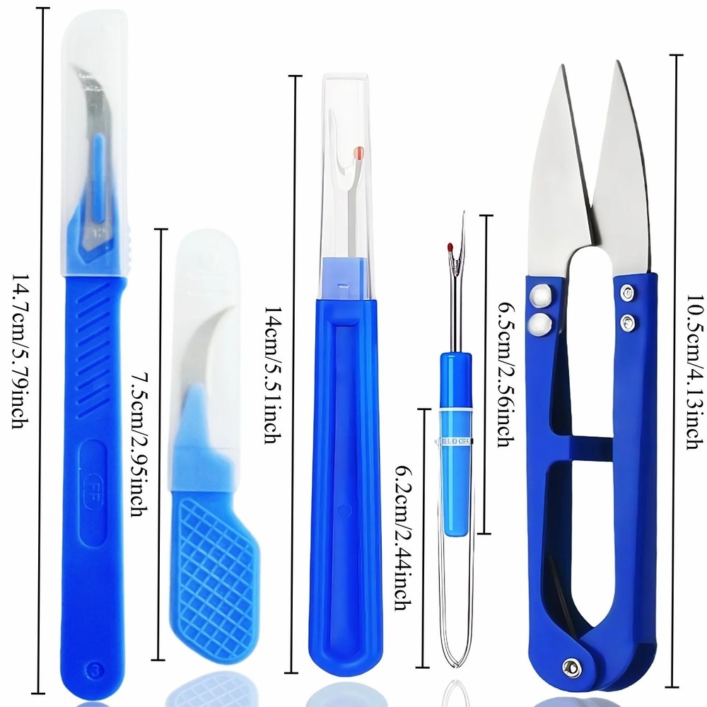 5PCS Blue Sewing Stitch Remover Kit Thread Suture Tear Machine Scissors