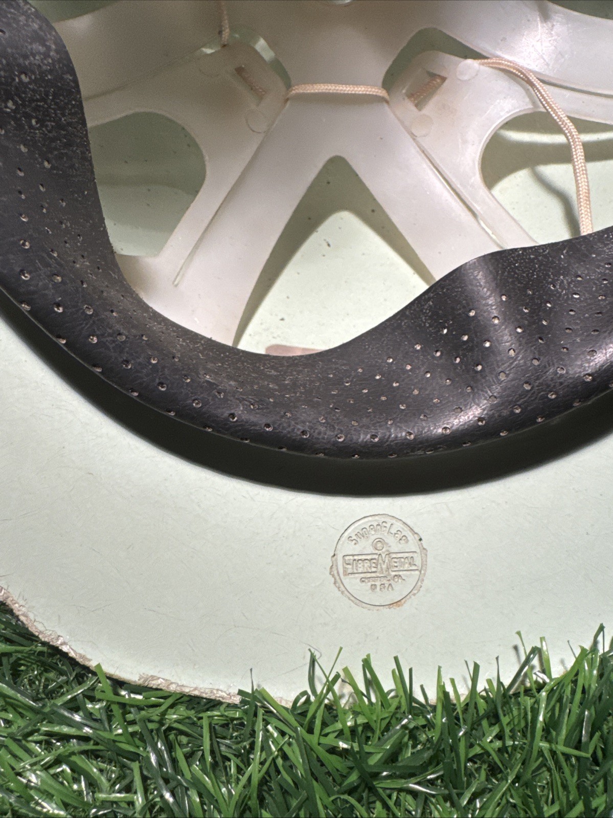 VTG 1969 Super-Glas Hard Hat with Blue and Yellow Stripe Design Kraft Foods?