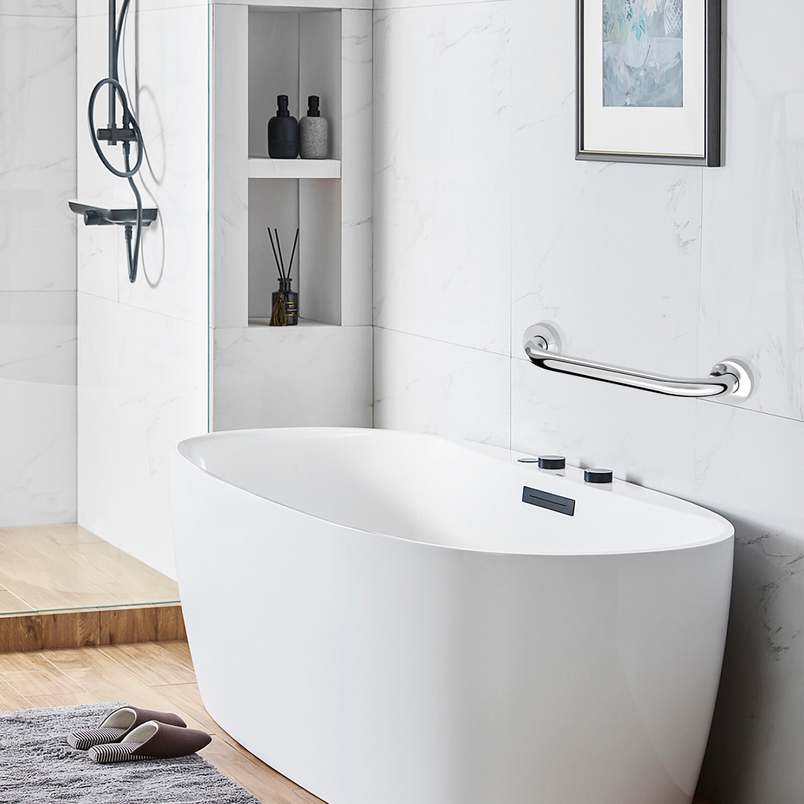 12"/16"/20" Bathroom Shower Grab Bar Safety Handle for Elderly Pregnant Handicap