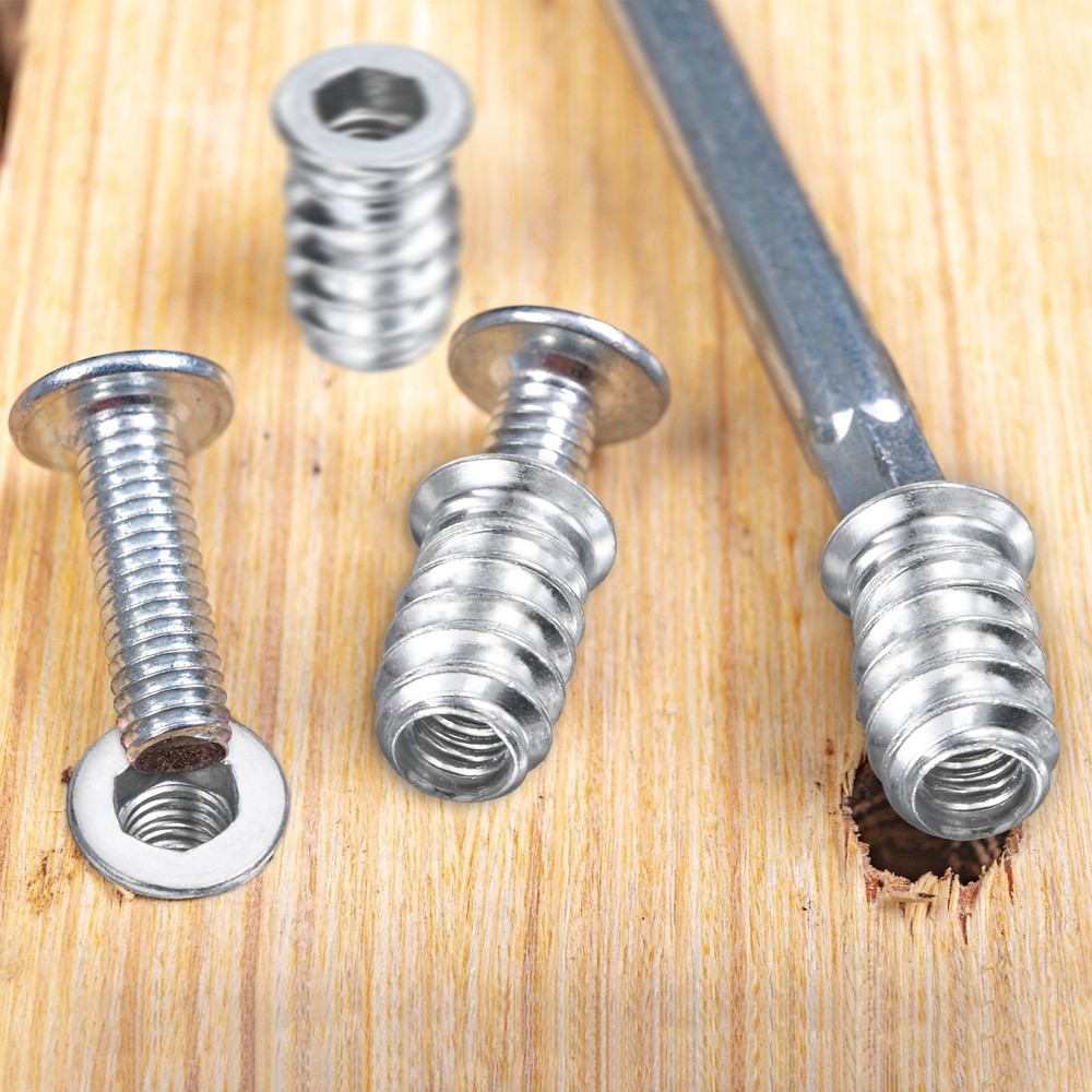 40-Pack Threaded Inserts, 1/4-20x20mm Nuts with A Wrench and Drill Bit [Silver]