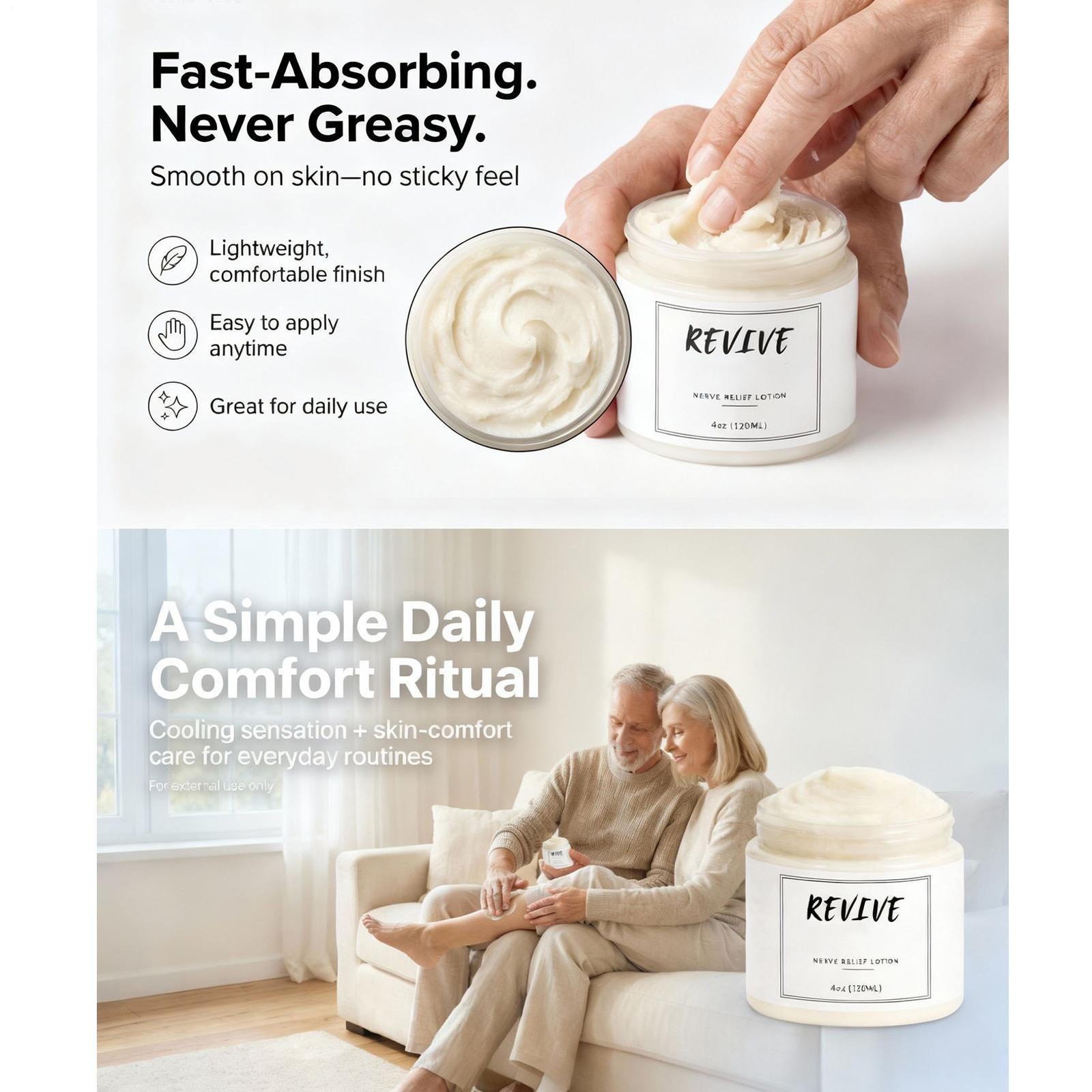 Revive Nerve Relief Cream 120ml Repairing Moisturizer Soothing Massage Cream