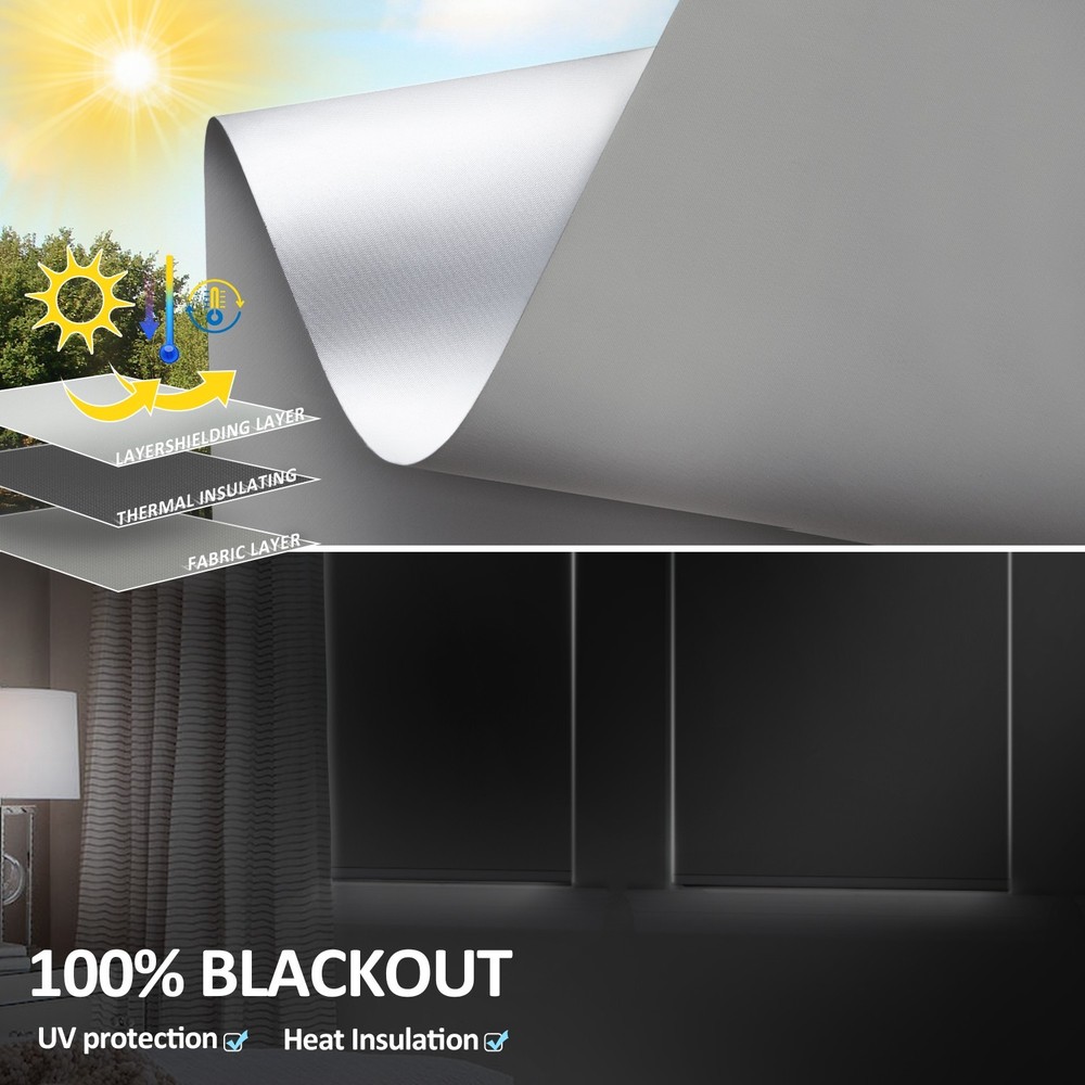 Motorized Roller Blinds with Remote Control【Solar Panel Included】 total blackout