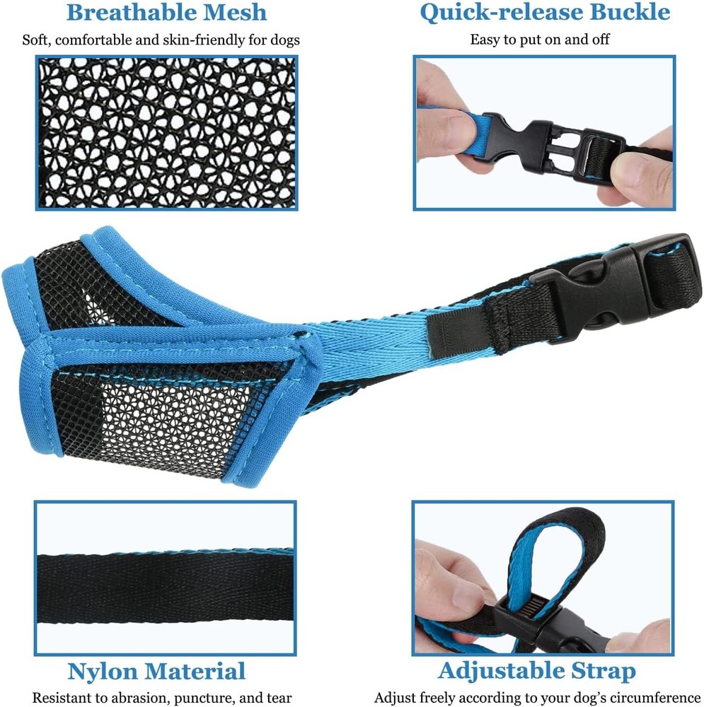Dog Muzzle Mesh Muzzle Small Medium Dogs Soft Mouth Cover to Prevent Biting