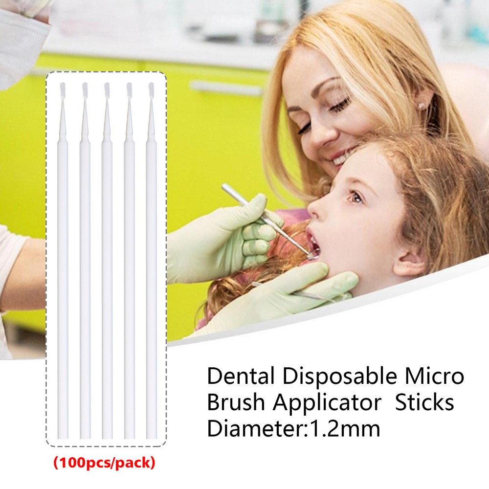 100pcs 4Sizes Dental Microbrush Disposable Applicators Tips Micro Brush Cleaning