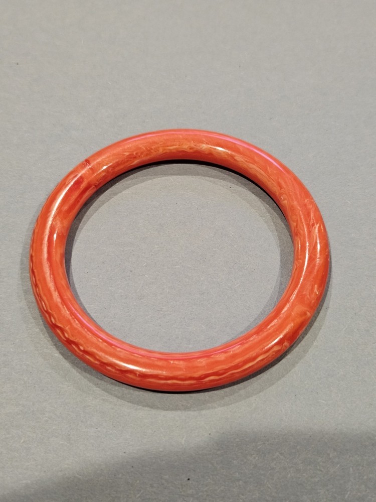 Orange Bakelite Bracelet | 40s Orange Mottled Bakelite Bangle 1940s
