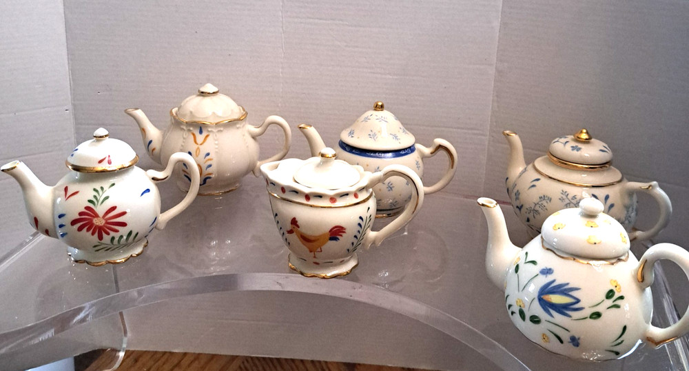 Lenox Mini 3'' Teapots 6 Assorted Styles Porcelain