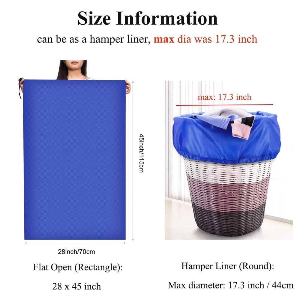 Extra Large Laundry Bag 28x45 Inch Drawstring Hamper Heavy Duty Blue 2 PK