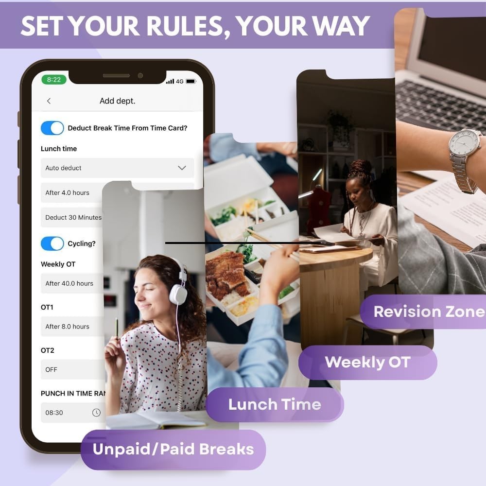 App-Based Time Clock–Employee Fingerprint Attendance, iOS/Android w/10 IC Cards