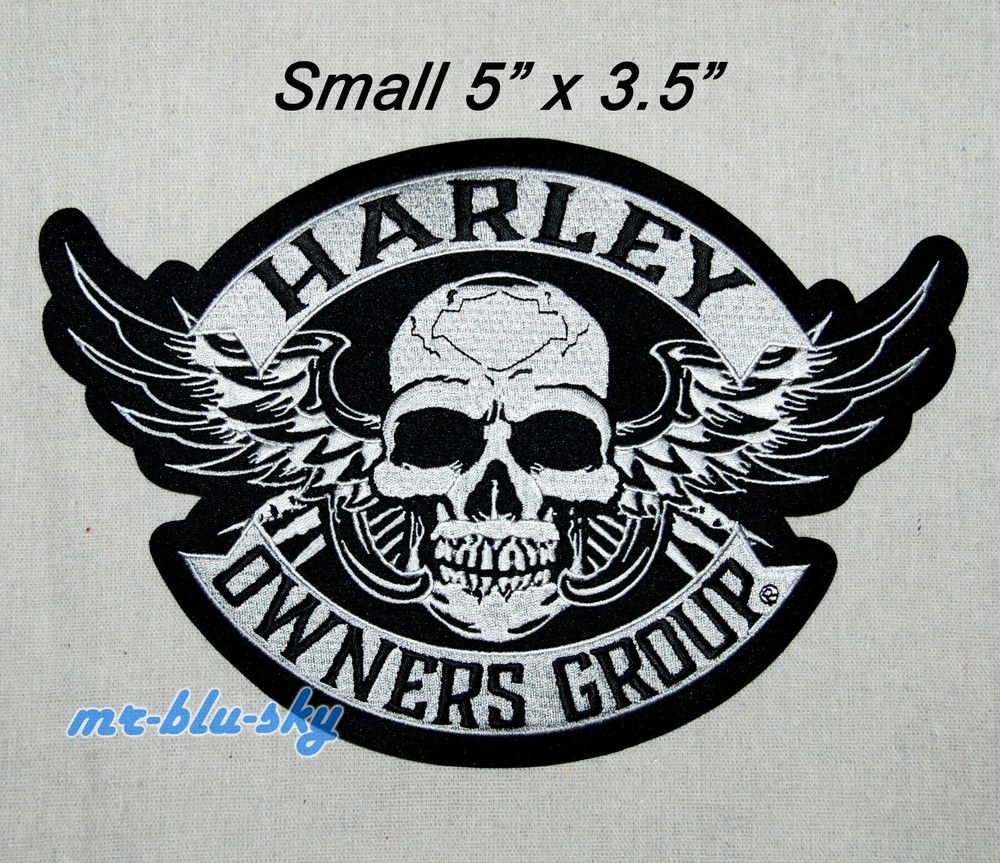 Small Winged Silver Skull Patch ~ Harley Davidson Owners Group H.O.G.