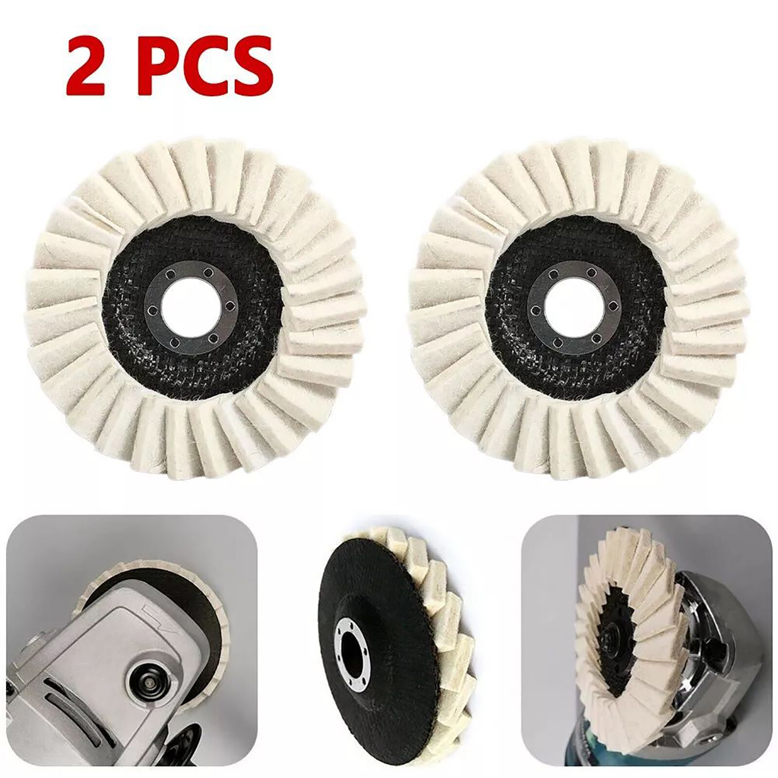 2Pcs 115MM Wool Felt Flap Disc Finishing Wheel Buffing Pads For Angle Grinder