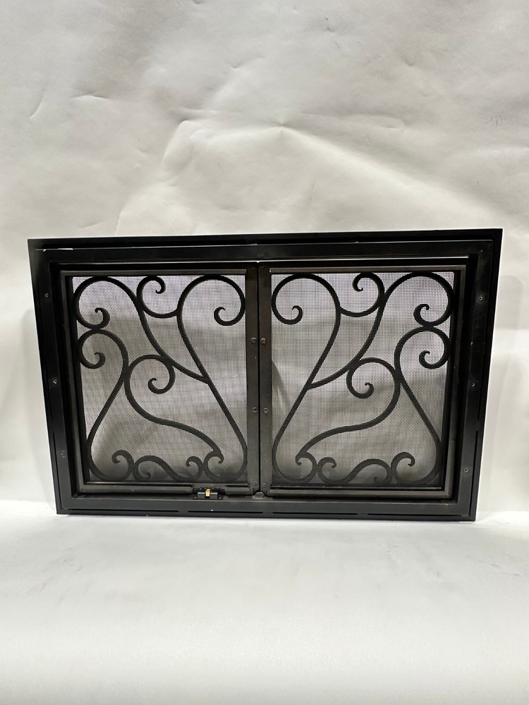 AMS Fireplace Door - La Jolla Rectangular Door - Wrought Iron Dark Bronze