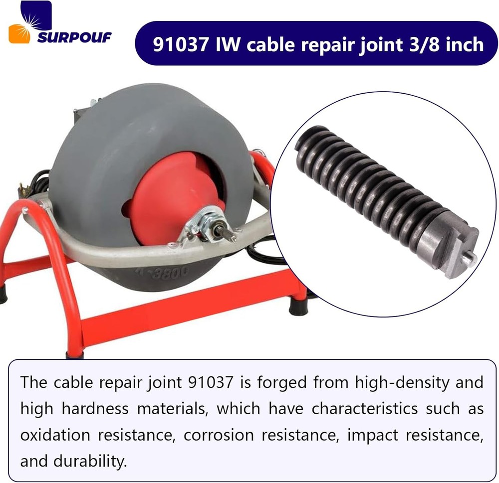 3/8" Cable Repair Coupling for Ridgid Drain Snake