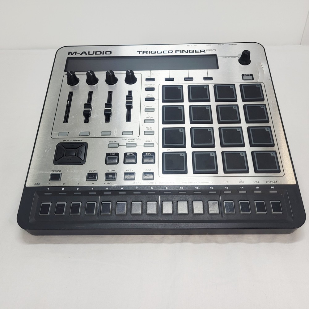M-AUDIO Trigger Finger Pro MIDI Pad Controller 16 Step Sequencer 64 Sounds+Cords