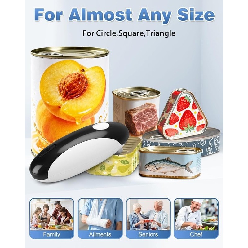 Automatic Electric Can Opener Hands Free Safe Portable USB Rechargeable