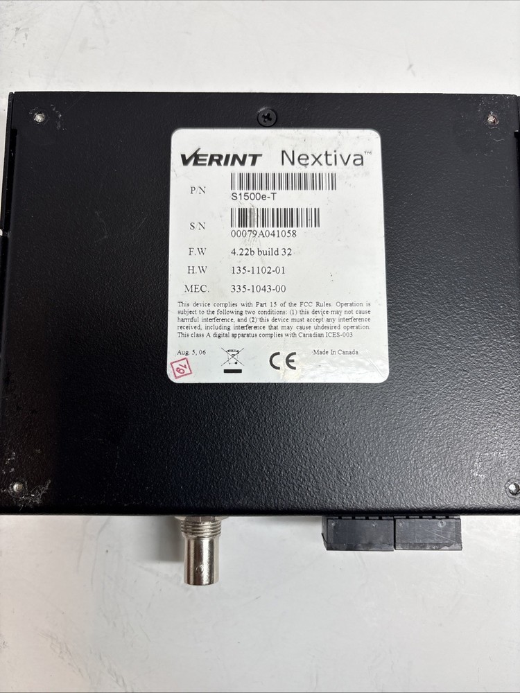 SMARTSIGHT S1500E-T ETHERNET VIDEO SERVER ENCODER TRANSMITTER w/1 ANALOG INPUT