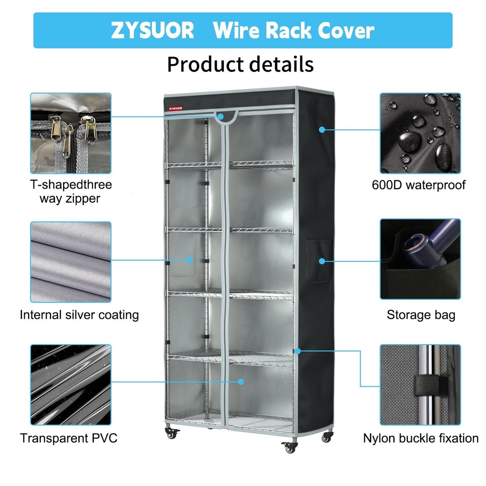 Rack & Shelf Cover for Storage Shelving, Waterproof & Dustproof Protector wit...