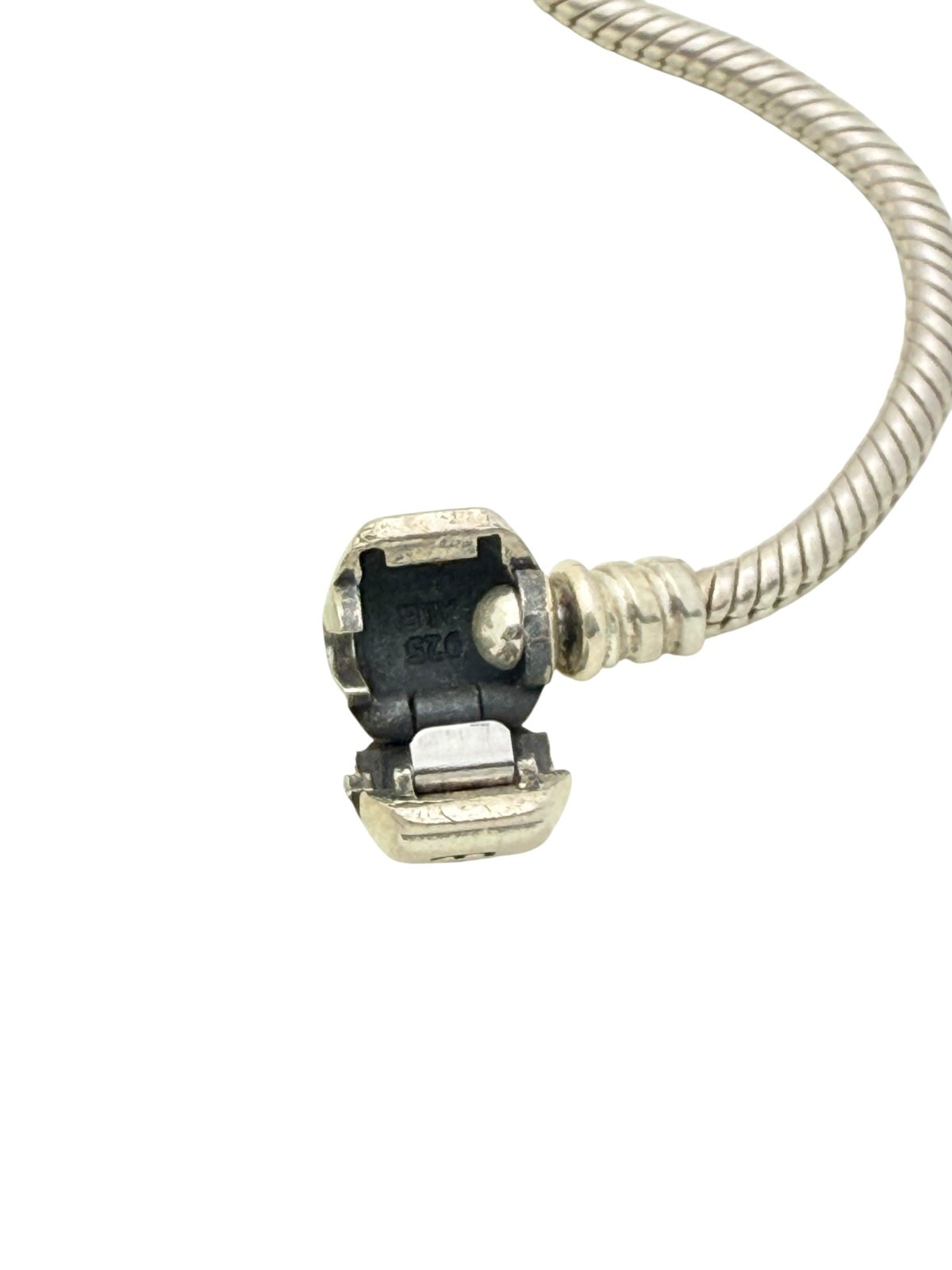 Pandora Sterling Silver Moments Snake Chain Barrel Clasp Bracelet 7.1"