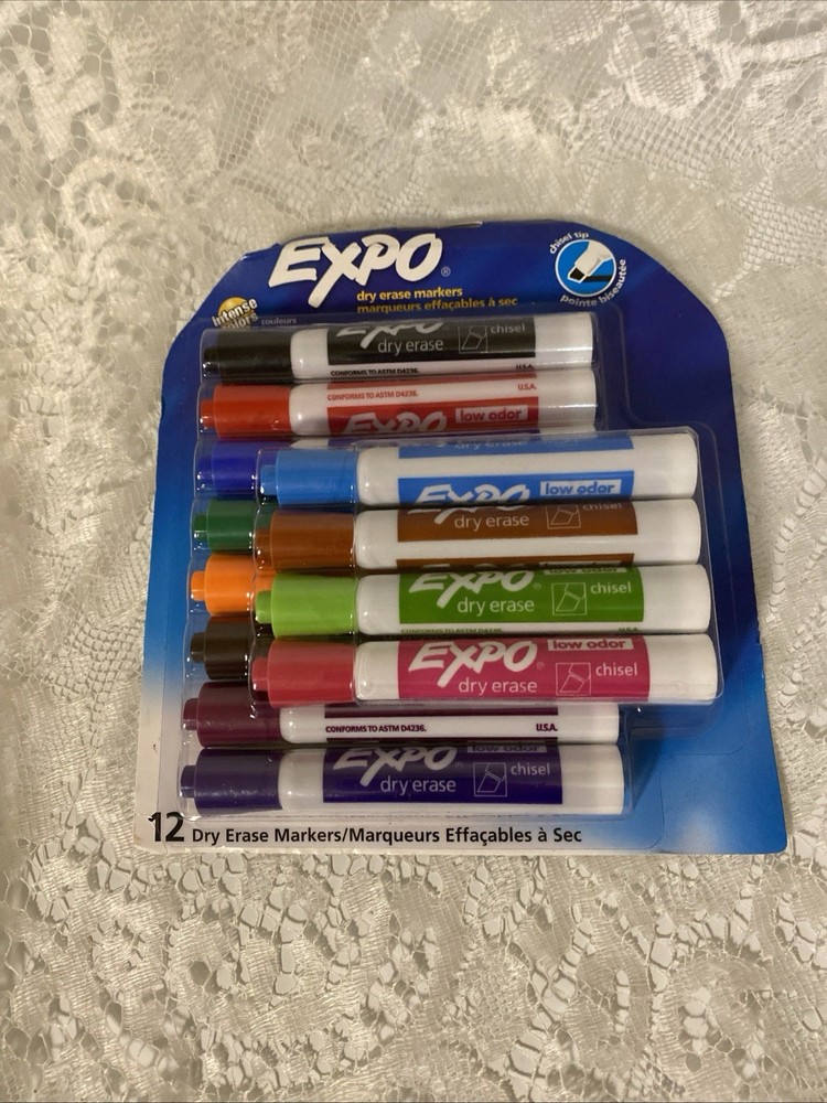 EXPO 12 Count Dry Erase Markers + Starter Set Chisel Tip Low Odor