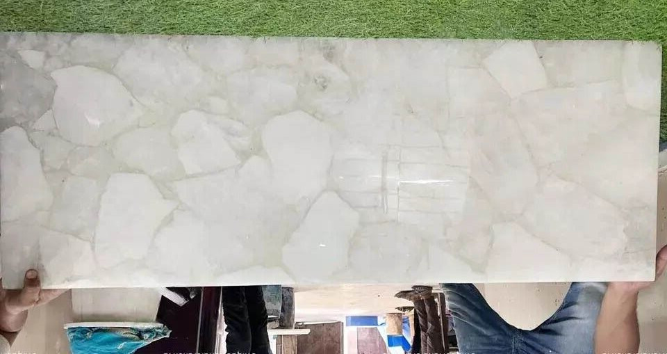24"x36"Rectangle White Quartz Dining Table Countertop Crystal Stone Hallway Deco