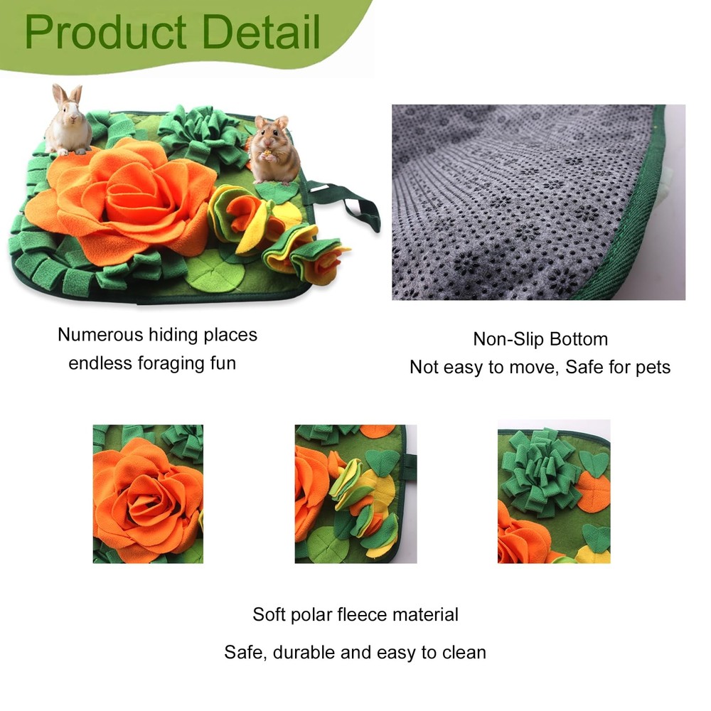 QMoveltyF Rabbit Foraging Mat Bunny Snuffle Mat for Small Animals Interactive...