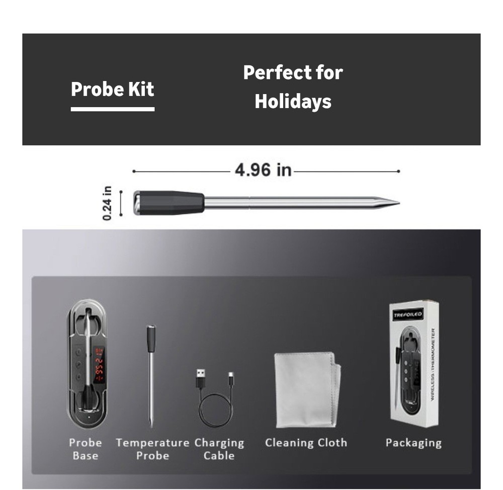 Trefoiled Smart Bluetooth Wireless Meat Thermometer Description Has All Features