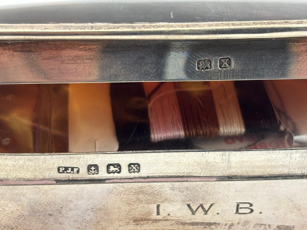 Silver And Turtle Shell Sewing Kit Box