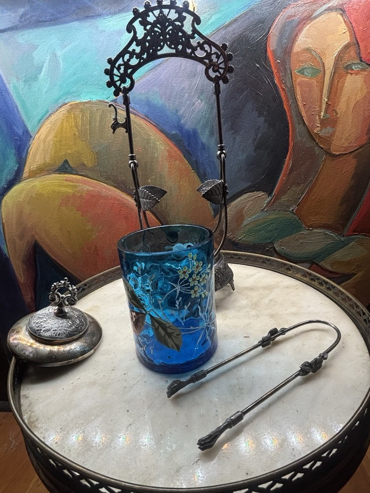 Victorian Blue Glass Pickle Castor