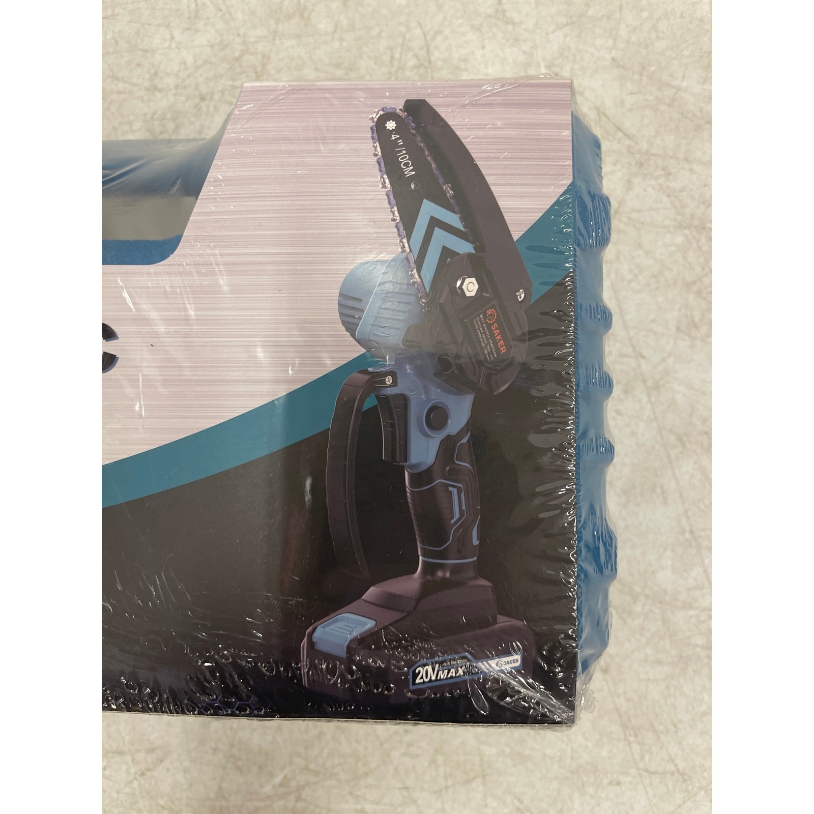 Saker 4" Mini Chainsaw w 2 Batteries & Charger Portable Electric Cordless- Blue