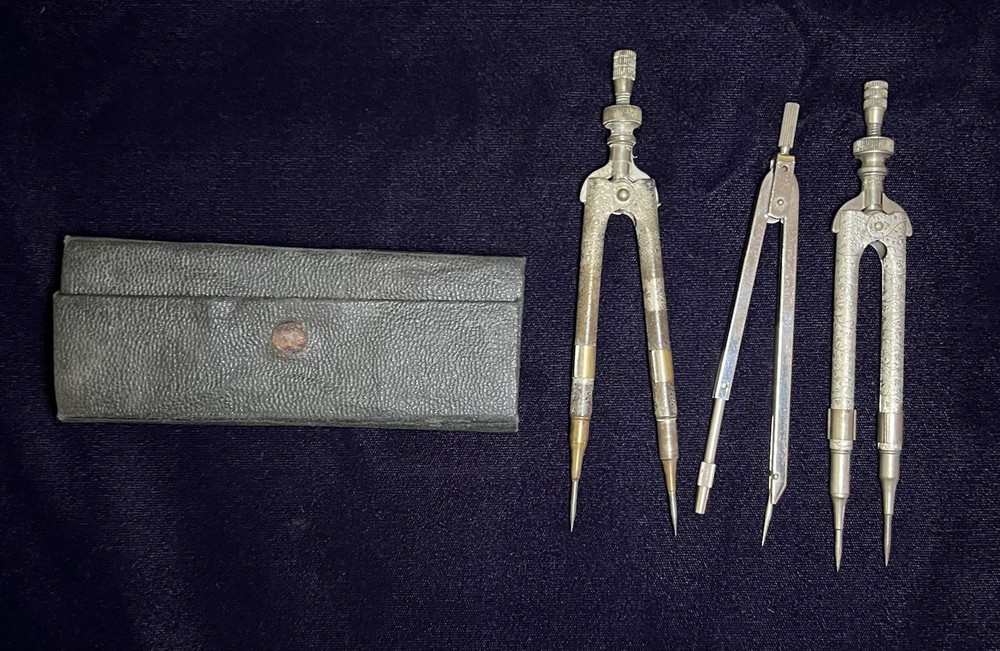 Vintage Drafting Compass Set Lot Bow Compass Divider Engineering Drawing